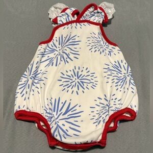 Red and Blue Firework Print Baby Romper